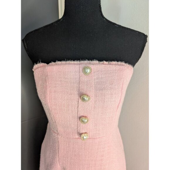 NWT Francesca's Pink Lindsey Strapless Heart Button Mini Dress - M - Picture 2 of 10
